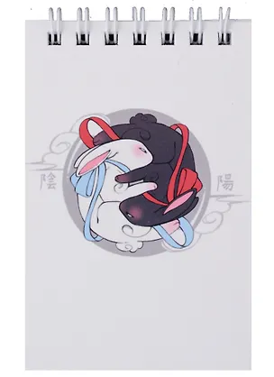 Блокнот А7 60л кл. "Аниме. Кролики Инь и Янь" спираль, УФ лак 2940074