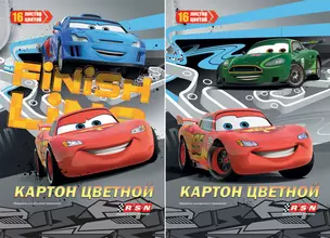 Картон цветной 16цв 16л "Cars" 4цв металлиз., 4цв флюоресц., карт.папка, Disney — 228127 — 1