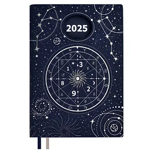 Ежедневник дат. 2025г. А5 184л Нумеролог "Шиммер" синий, кожзам, мягк.переплет, тисн. фольгой, офсет, ляссе