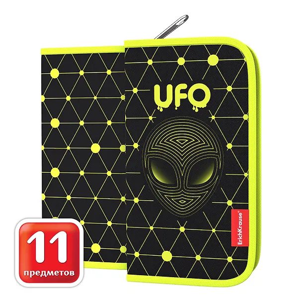 Пенал 1отд. "UFO" с наполнением, 110*205*25, полиэстер, ErichKrause 2937882 — 2