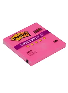 Блок бумаги 76*76 самоклеящийся SUPER 90 листов, неоновый розовый