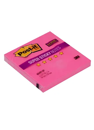 Блок бумаги 76*76 самоклеящийся SUPER 90 листов, неоновый розовый 250245