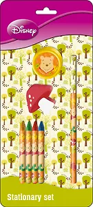Набор канцелярский "Винни" (точилка, ластик, карандаш ч/г с ластиком, карандаши пастельные 4цв) блистер, Disney