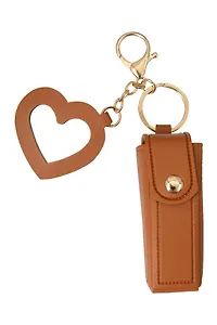 Брелок-футляр для помады с зеркалом Коричневый (текстиль) (12-3307025189-22)