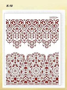 Трафарет пластиковый многоразовый Кружевные бордюры (20х25) (К-10)