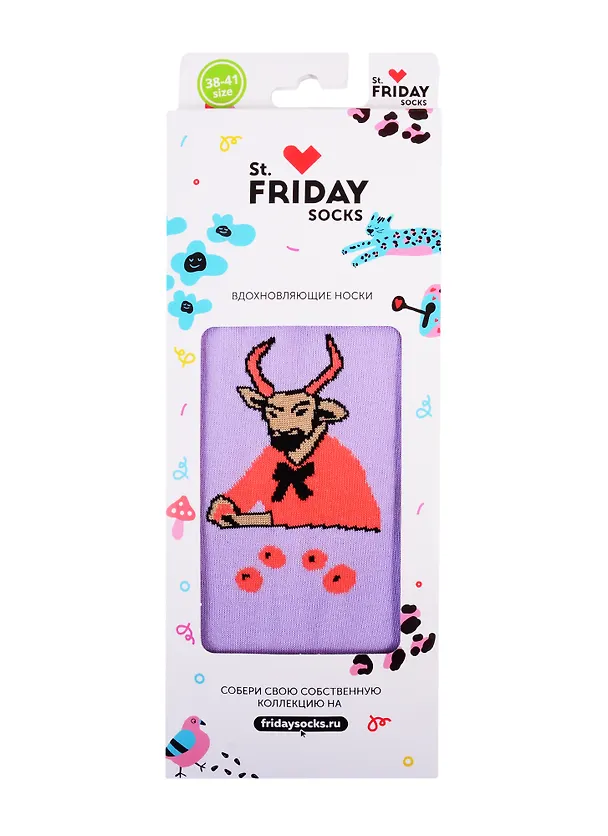 Дизайнерские носки St.Friday Тёлочка с персиками,  (38-41) 2823516 — 1