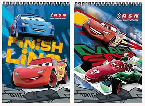 Блокнот 40л 75*110 кл. "Cars" спираль, полн.УФлак, ассорти, Disney