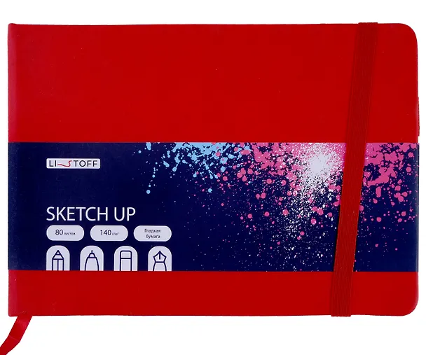 Скетчбук 210*148 80л "SKETCH UP. Красный" 140г/м2, тв.обложка, резинка 3049989 — 1