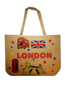 Сумка на молнии Лондон и цветной Тауэрский мост (42х34) (текстиль) (12-11522-765)