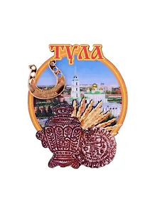 ГС Магнит Тула Сердечный пряник (дерево с зеркальной деталью) (7,5см)