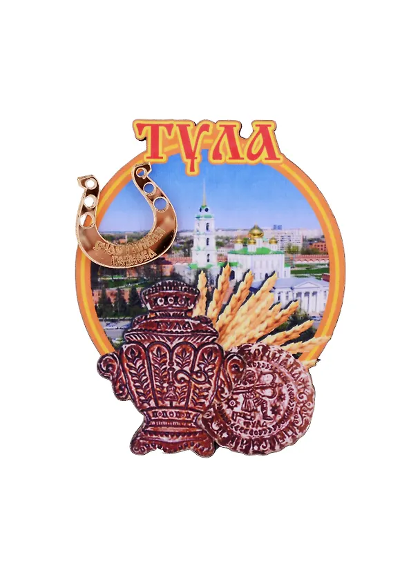 ГС Магнит Тула Сердечный пряник (дерево с зеркальной деталью) (7,5см) 2892311 — 1
