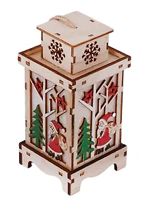 Подвеска световая Фонарь с Дедом Морозом (дерево) (16х8) (6117387)