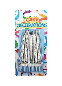 Набор свечей для торта Серебро (6шт) (8см)