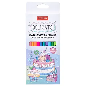 Карандаши цветные Hatber, Delicato, пастельные 12 цветов