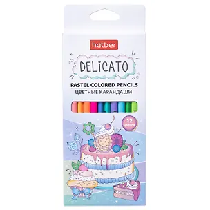 Карандаши цветные Hatber, Delicato, пастельные 12 цветов 2975861