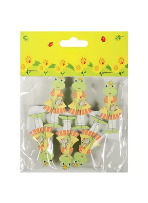 Набор прищепок, 6 шт, в пакете с хедером, лягушата (11-06943-18) 2493943