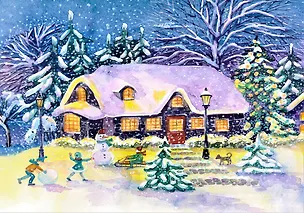 Алмазная мозаика на подрамнике "Зимний домик в лесу", 30х40 см 2951663