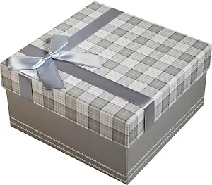 Коробка подарочная "Клетка серая" 17*17*9см