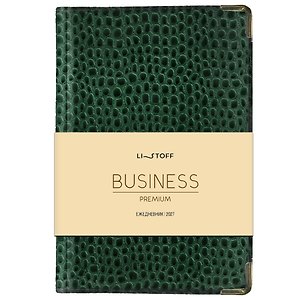 Ежедневник дат. 2027г. А5 176л "BUSINESS PREMIUM. Lizard" зеленый, иск.кожа, обл.поролон, мет.уголки, тонир.блок, зол.торец, 2 ляссе