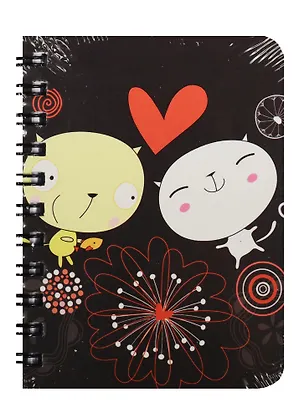 Записная книжка А7 80л кл. "Cats in love" спираль, Kairui 240226