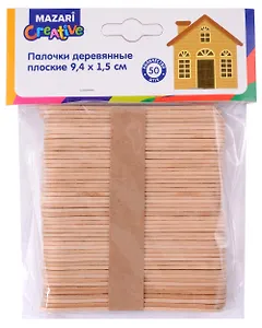 Палочки деревянные плоские 9,4х1,5см, 50 шт.