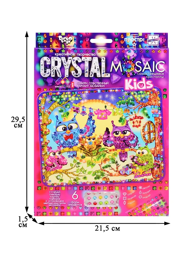 Набор для творчества ДАНКО-ТОЙС Crystal Mosaic Kids Совы 2796887 — 2