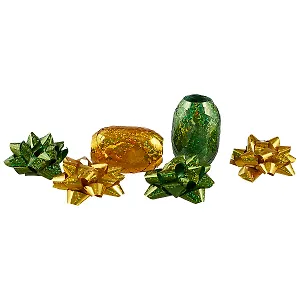 Набор для упаковки «Жёлтый и зелёный», 4 банта, 2 ленты