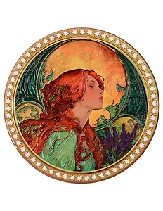 Подставка под кружку Девушка на фоне луны (керамика) (10,5см) (ПВХ бокс) (12-07650-787)