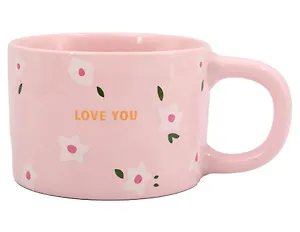 Кружка Love You Цветочки (розовая) (керамика) (330мл) (12-8109-202604_04)