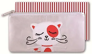 Пенал школьный Феникс+ "Котик" (б/наполн., 20x10см, к/з, аппликация, декор. вышивка, на молнии, инд. ПЭТ-упак.)