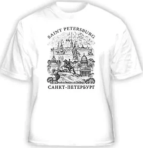 Сувенир, АКМ, Футболка, СПб. Медный всадник. Рисунок, цвет белый, размер XXL FW-03-XXL