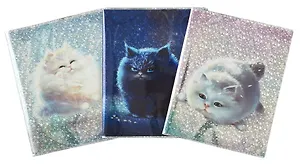 Обложки 03шт д/тетрадей гологр. "ПУХЛЫЕ КОТЫ" 346*215мм, ПВХ 70мкм, три наклейки для персонализации, подвес