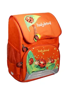 Ранец школьный "БОЖЬИ КОРОВКИ" 35*28*15см, полиэстер, вышивка, верхн. клапан на липучке, красный, Феникс