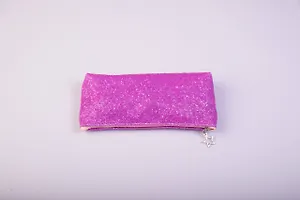 Пенал-косметичка (с блестками, на молнии, розовый)