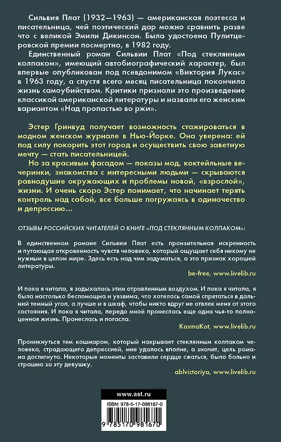 Книга Под стеклянным колпаком (Сильвия Плат) — 2