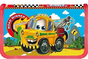 Пенал школьный 1отд. "Автошаржи" лам.картон, объемн.тиснение, откид.клапан, КанцБург