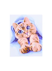 Холст с красками 17х22см по номерам (в коробке) (14цв.) Доброе утро котёнка (Арт. ХК-8114)