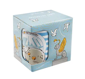 Кружка СПб Басик и чайка (керамика) (330мл) (коробка)