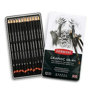 Набор чернографитных карандашей Graphic Medium 12шт 6B-4H в метал.упак 304974