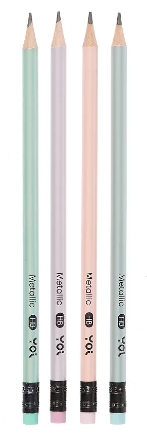 Карандаш чернографитный с ластиком «Metallic», Yoi, HB, в ассортименте 3039147 — 4