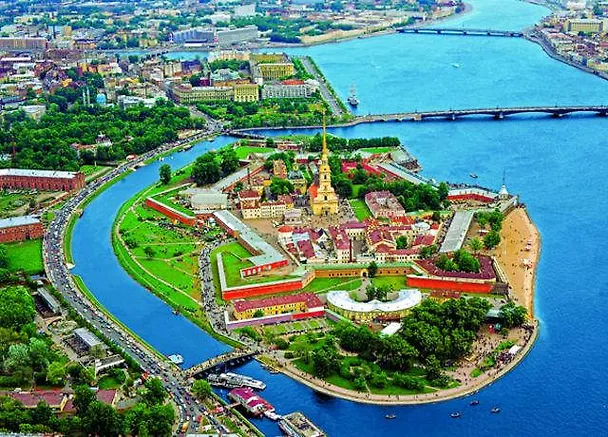 Открытка с видами (СПб) Петропавловская крепость с высоты птичьего полета [SPB-003] 334412 — 1