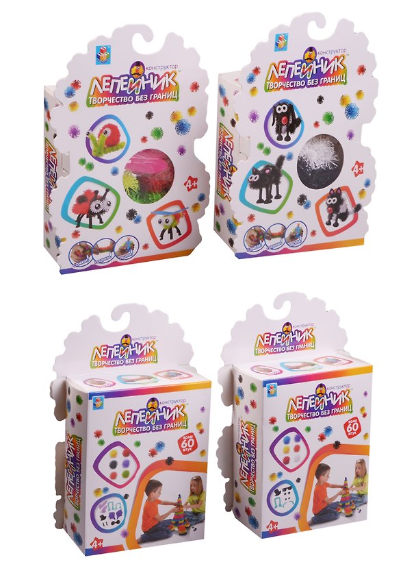 Конструктор «Лепейник птицы, животные, насекомые, монстры» 60 деталей, 1toy 2600225 — 1
