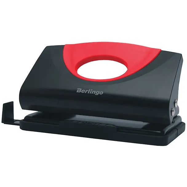 Дырокол 10 листов "Office Soft", с линейкой, пластиковый, красный, Berlingo 3154478 — 1