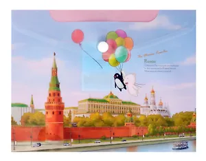 Папка-конверт А5 на кнопке Москва "Кремль", пластик, Comix