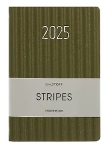Ежедневник дат. 2025г. А5 176л "Stripes" хаки, 7Б, тв.переплет, иск.кожа, тисн.фольгой, тонир.блок, скругл.углы, ляссе, инд.уп