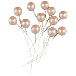 Искусственный декор Жемчужины на проволочке золотые, 0,5см 12шт (ОРР)