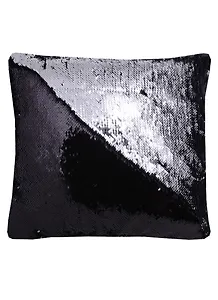 Подушка с пайетками черная с серебром (3788) (37х37)