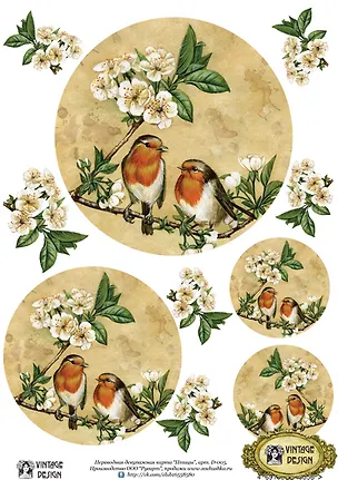 Декупажная карта переводная Птицы (D-005) (упаковка) 2348067