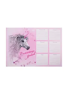 Расписание уроков А4 ПРЕКРАСНЫЙ ЕДИНОРОГ мелов.картон, выб.Уф-лак