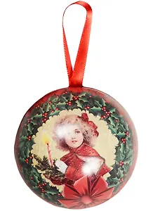 Подарочная коробка Девочка со свечой Шар красный 65 мм